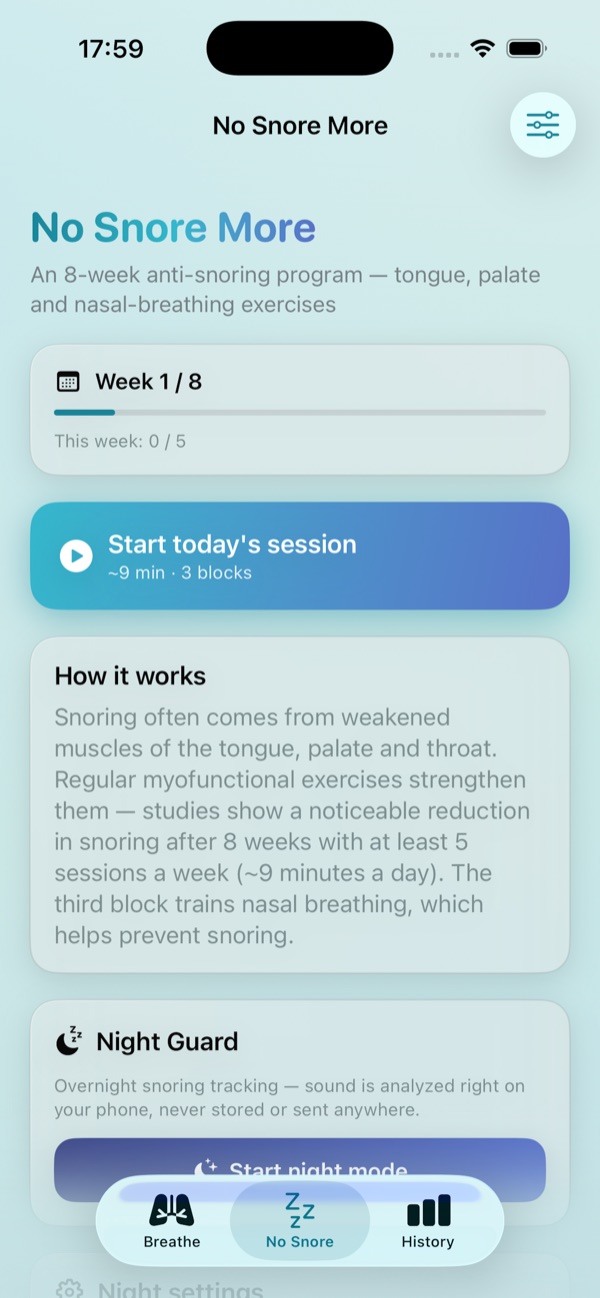 Breathune — Snoring tab